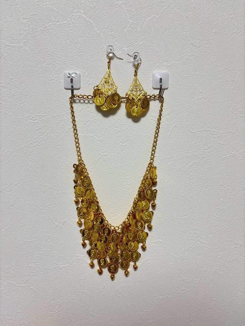 Second-hand - Gold Coin Shaped Necklace and Earring Set (1 of 5)