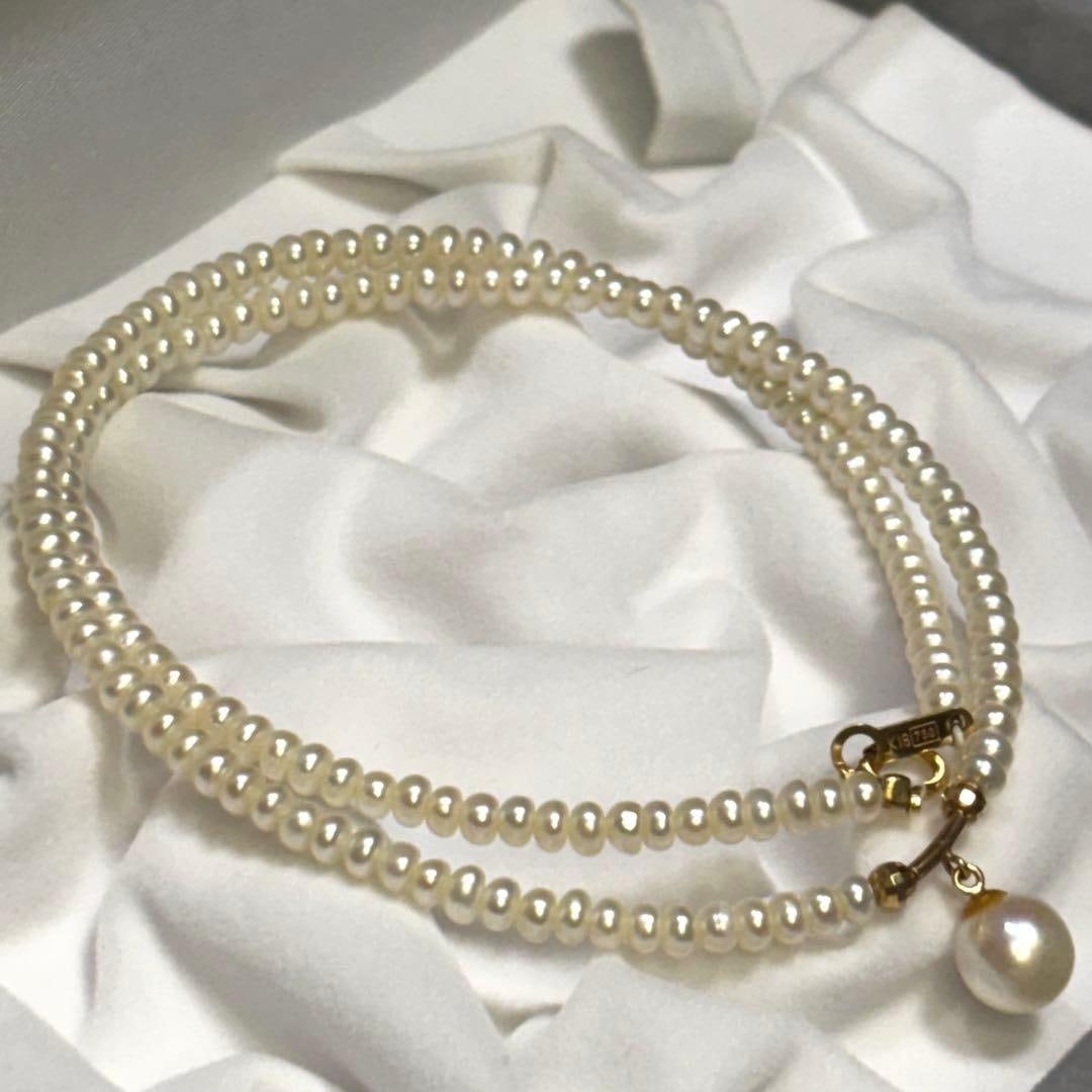 Second-hand - Brand new K18 pearl necklace: Brand new K18 pearl necklace, length 40 centimeters, pearl size 3.3mm-7.4mm. Specifications: Length: 40 centimeters Size: 3.3mm-7.4mm Weight: 8 grams Accessories: None