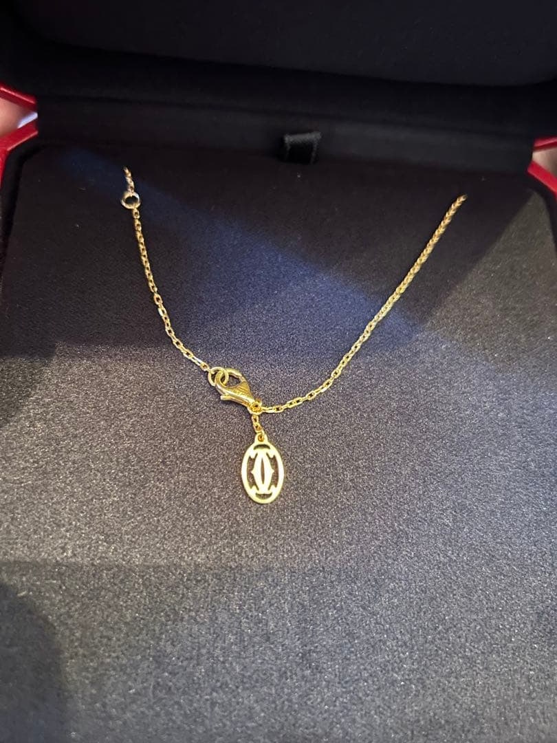 Second-hand - Cartier logo pendant necklace (discontinued): Cartier logo pendant necklace (discontinued), comes with packaging box, shopping bag, and certificate.