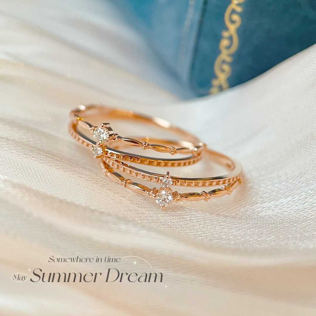 18K Gold Diamond Double Layer Ring - 3