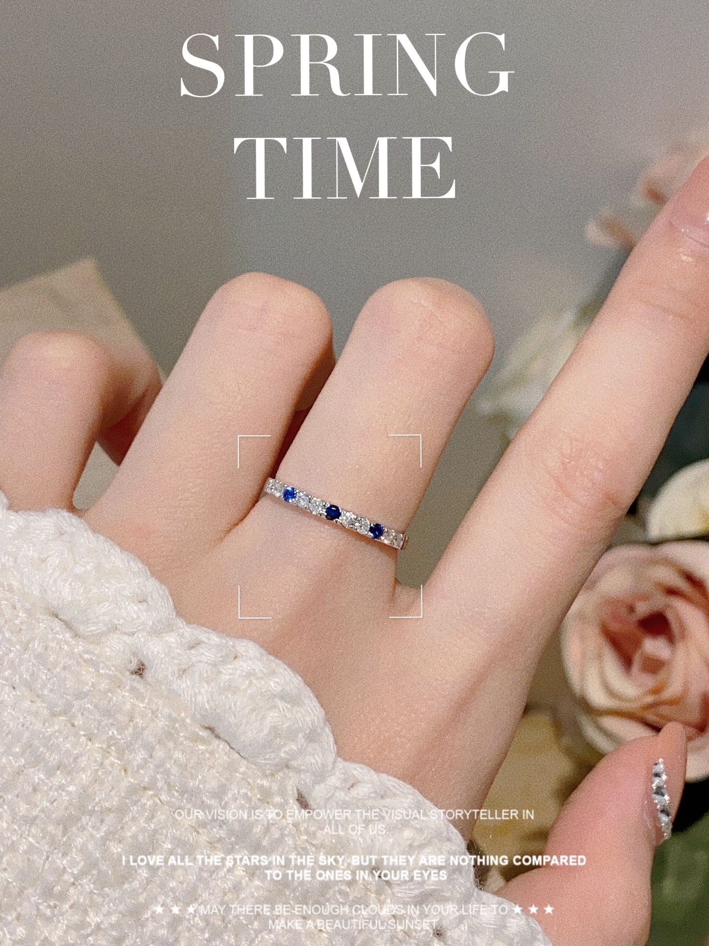 18K gold sapphire diamond ring: This ring features an elegant and rich sapphire as the main stone, paired with sparkling diamonds, perfectly showcasing a sense of luxury and delicacy. It is not only an excellent choice for daily