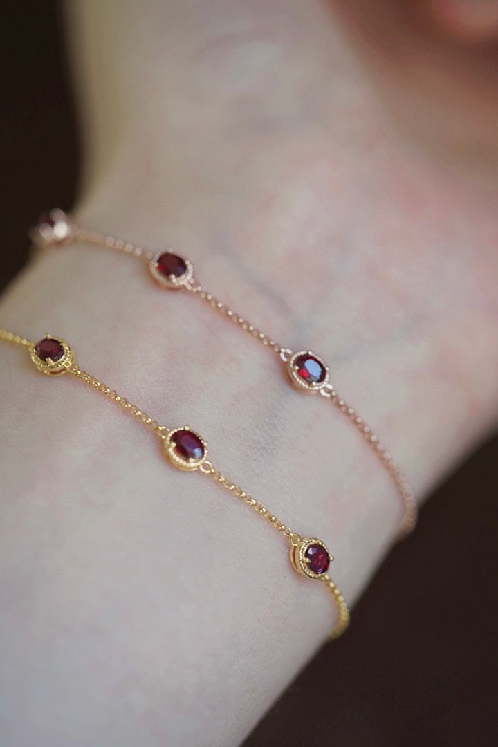 18K Gold Diamond Ruby Bracelet - 6