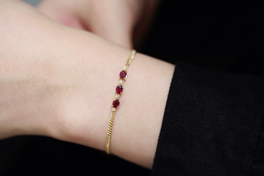 18K gold diamond and ruby bracelet - 6