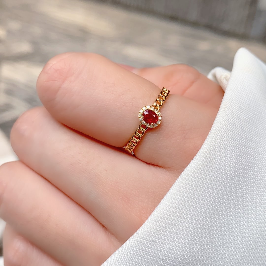 18K gold pigeon blood ruby diamond ring (1 of 8)