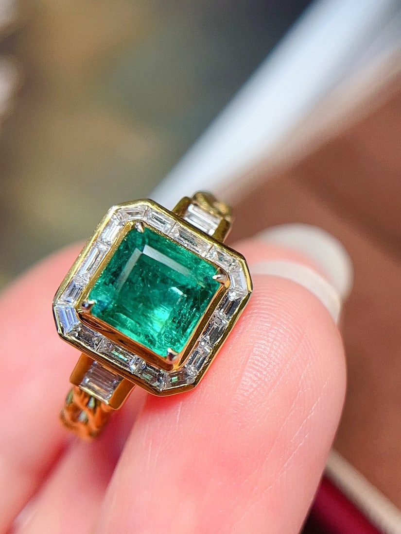 18K gold emerald ring - 4