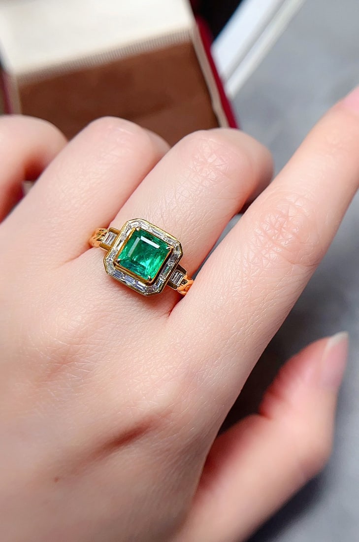 18K gold emerald ring - 5