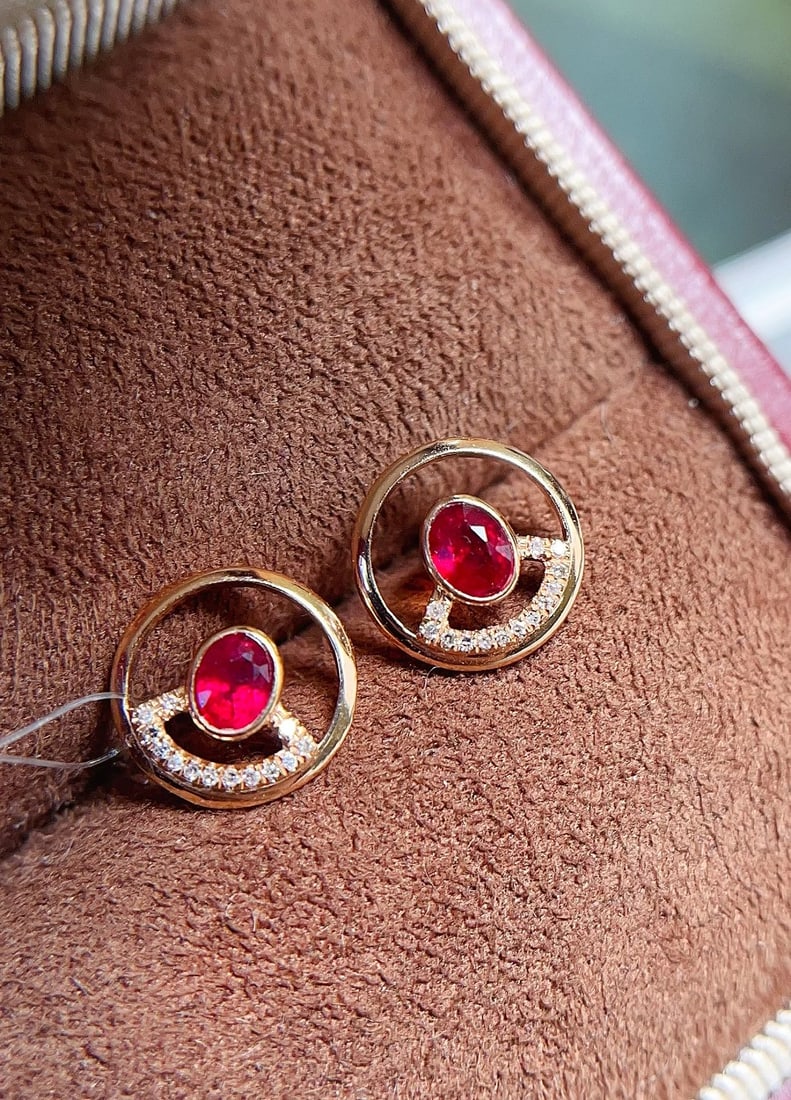 18K gold ruby earrings - 3