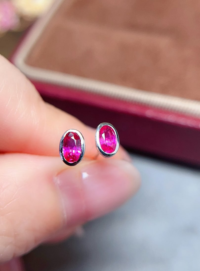 18K gold ruby earrings - 3