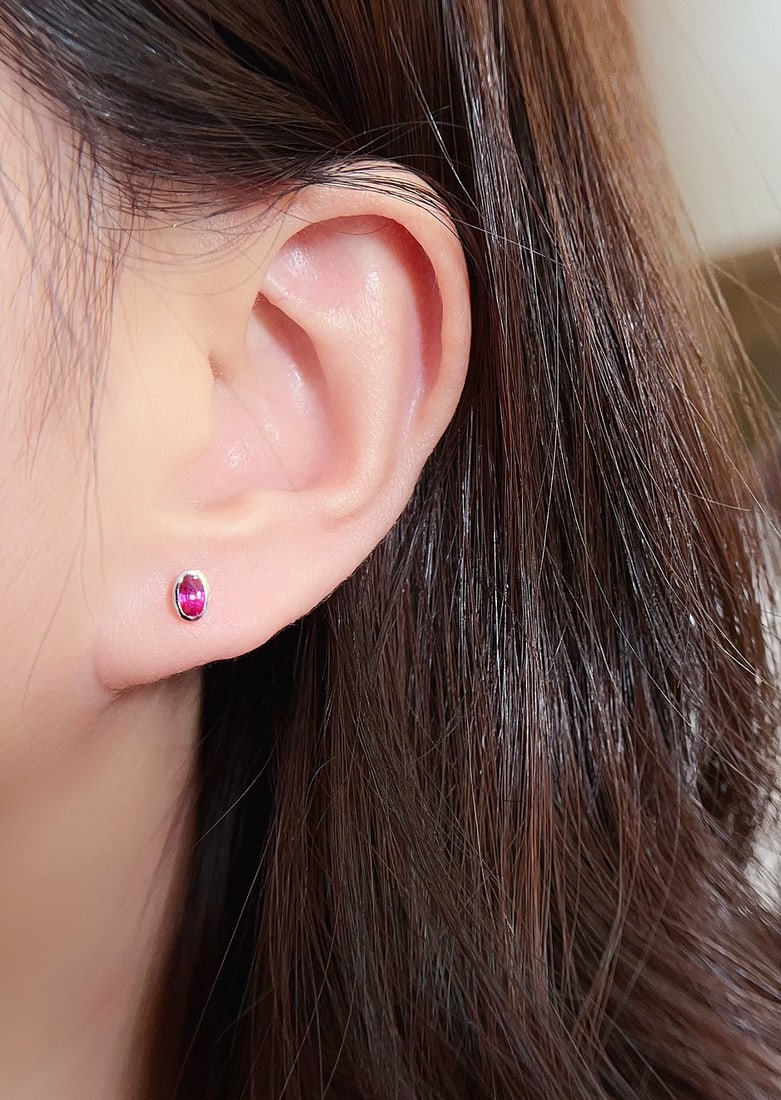 18K gold ruby earrings - 5
