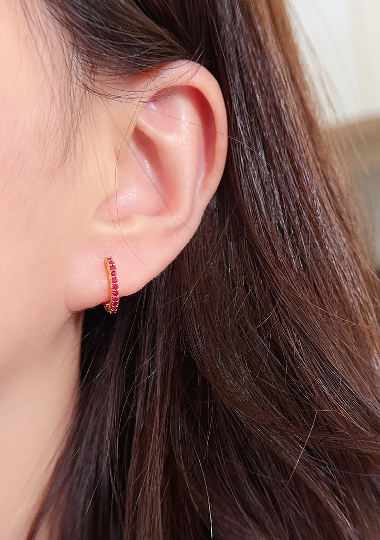 18K gold ruby earrings - 5