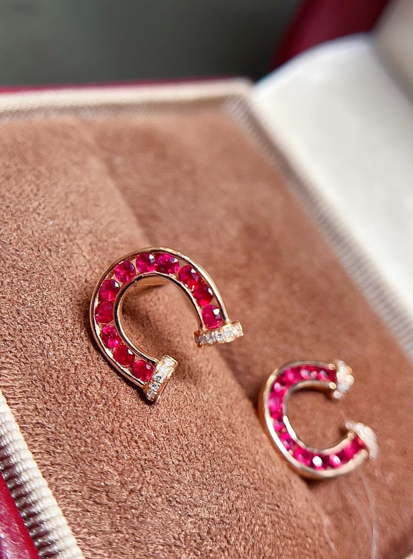 18K gold ruby earrings - 3