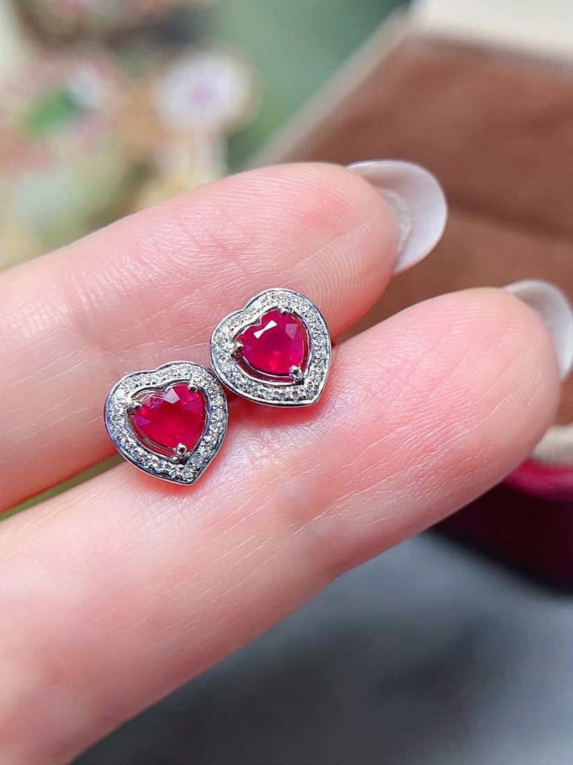 18K Gold Ruby Earrings - 2