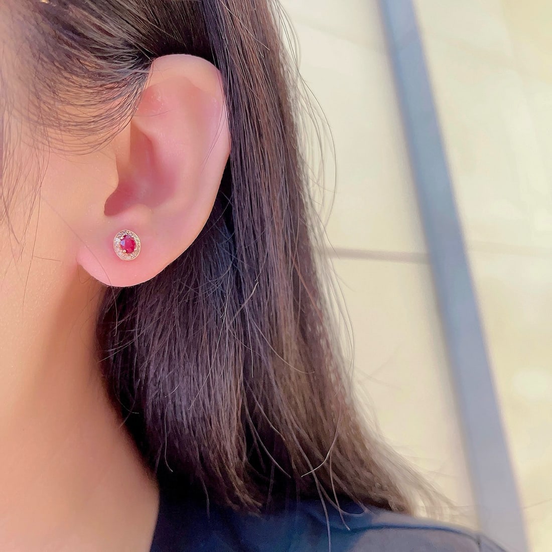 18K Gold Ruby Earrings - 4