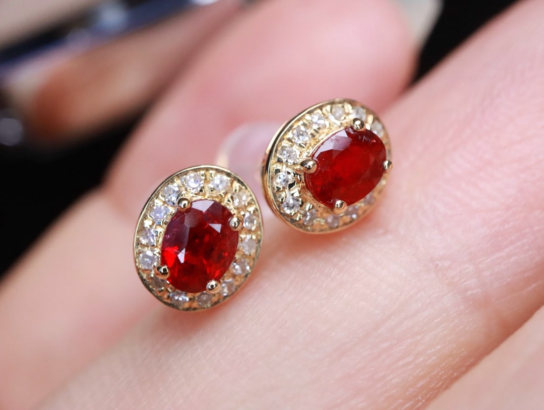 18K Gold Ruby Earrings - 5