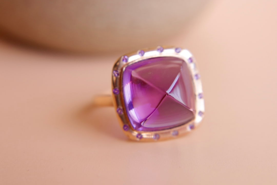 18K gold amethyst ring - 2