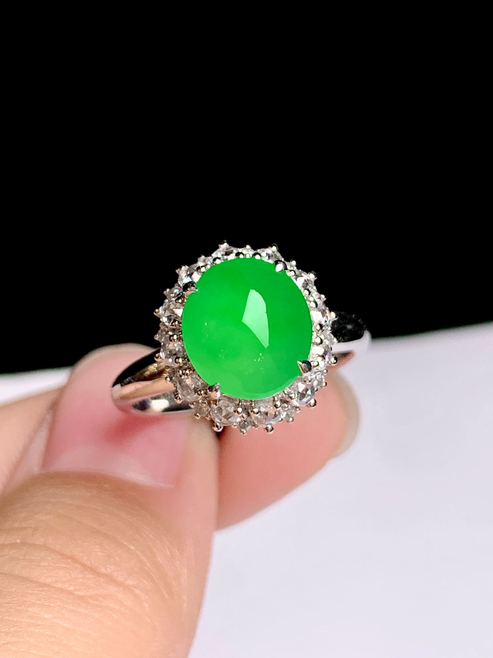 18K gold jadeite ring - 2
