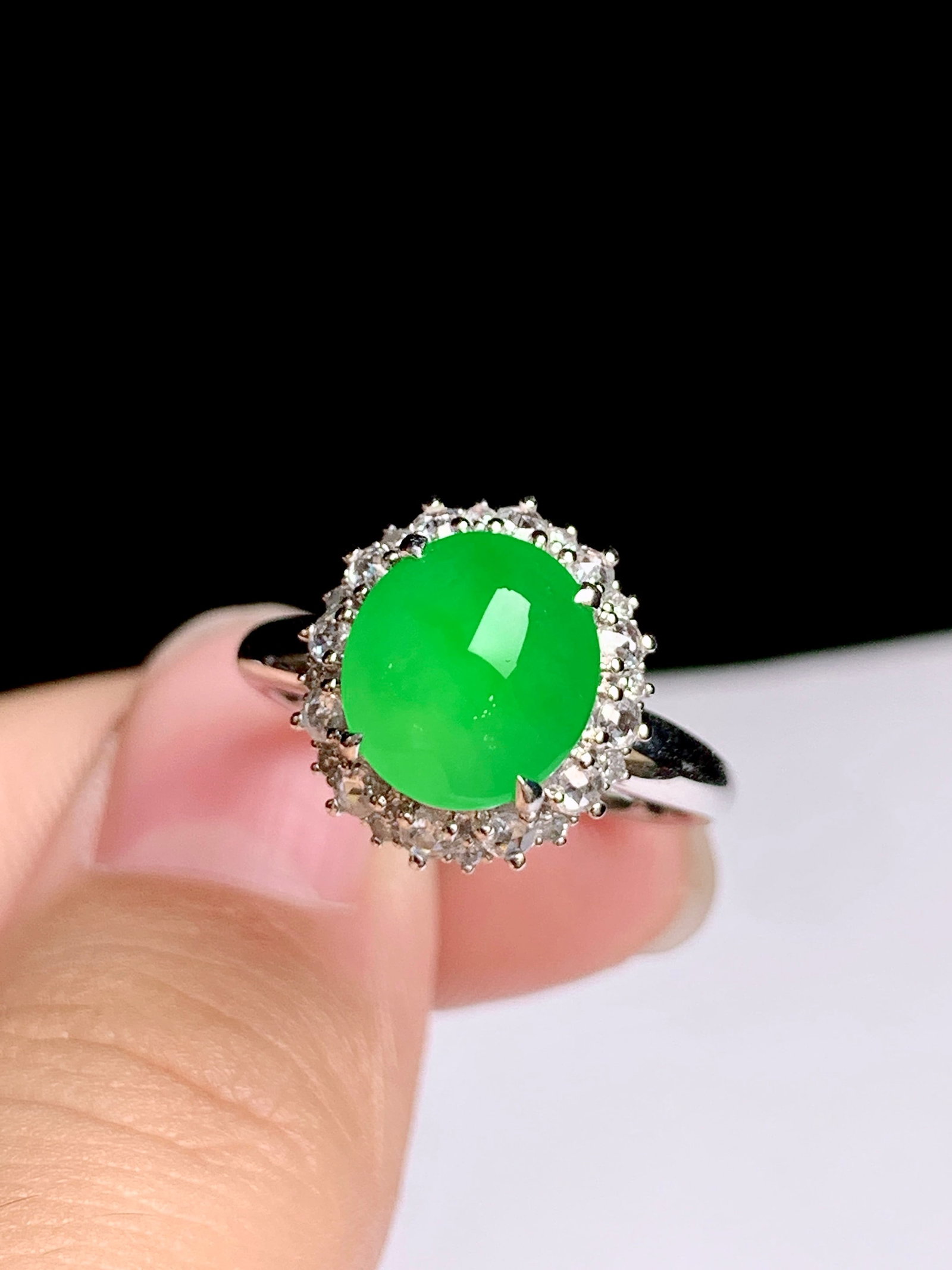 18K gold jadeite ring - 3