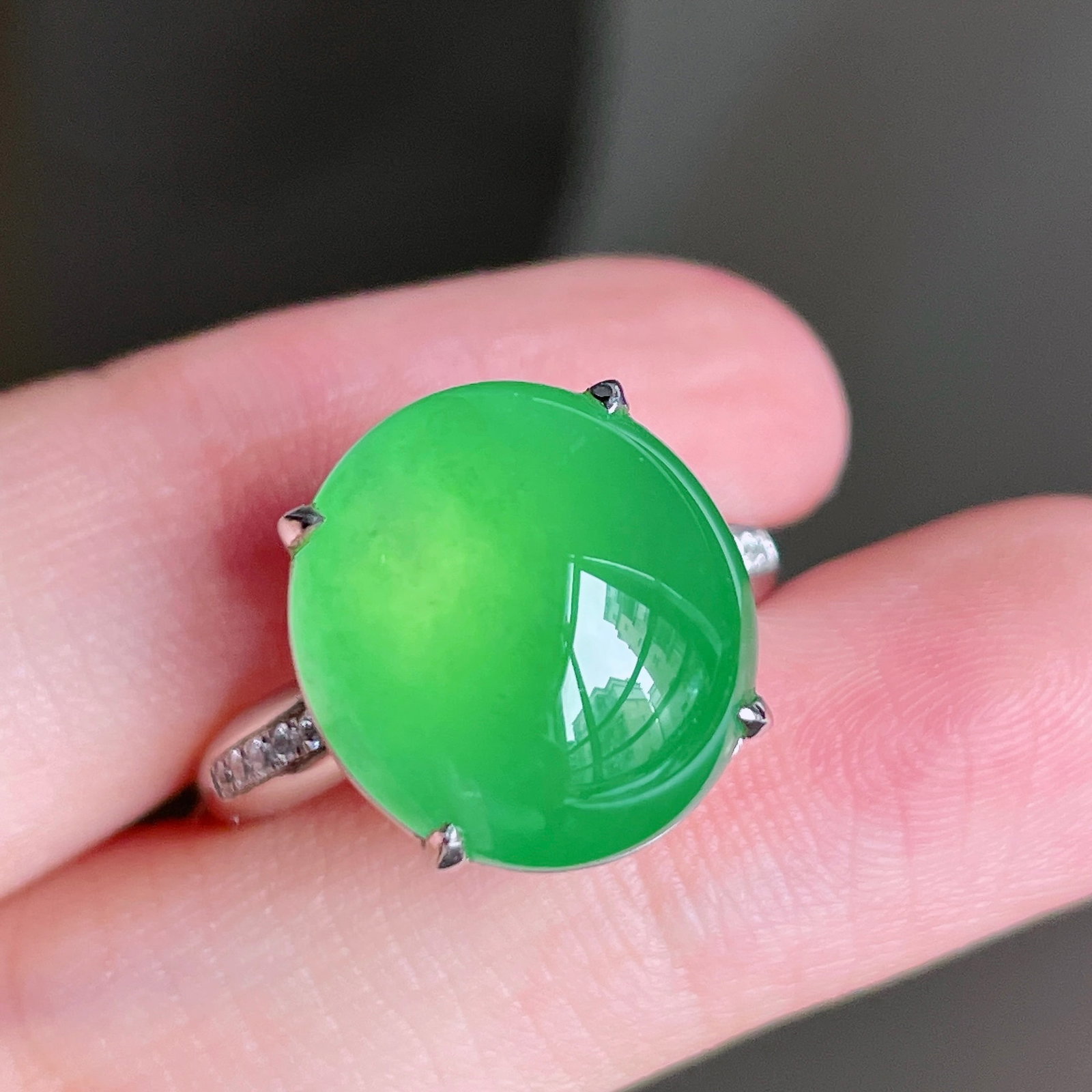 18K gold jadeite ring - 2