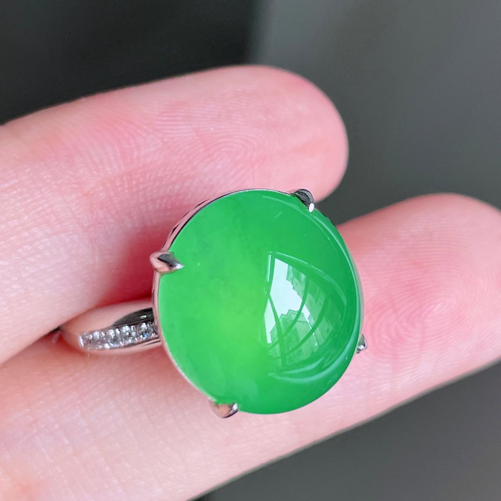 18K gold jadeite ring - 3
