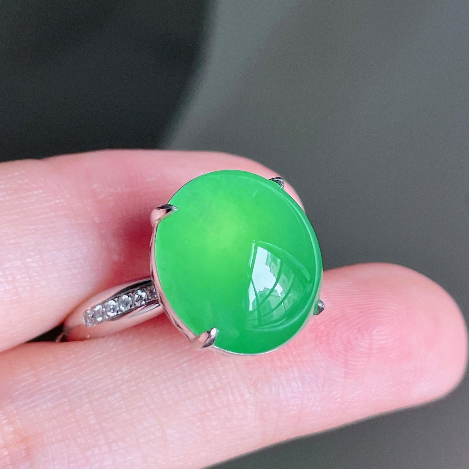 18K gold jadeite ring - 4