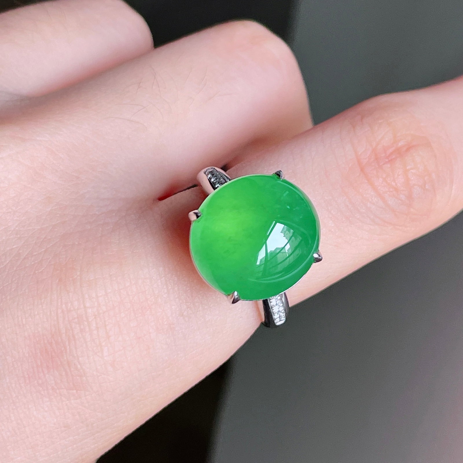 18K gold jadeite ring - 6
