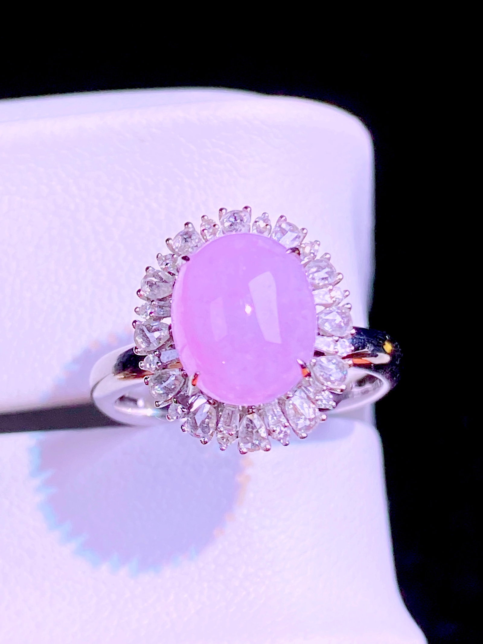 Natural jadeite violet ring - 4