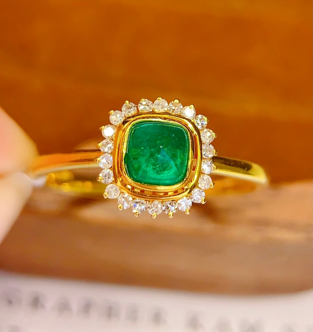 18K gold emerald ring - 3