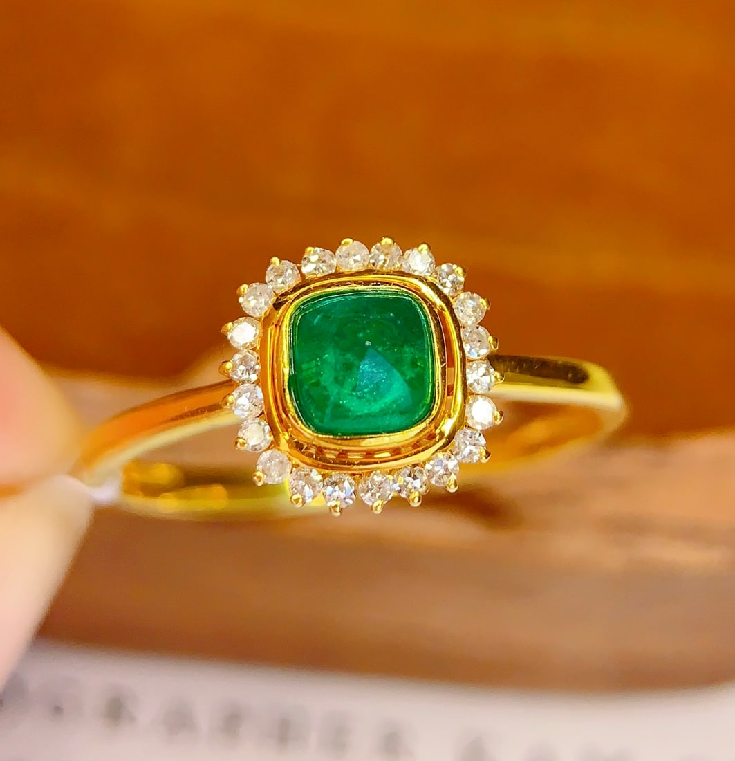18K gold emerald ring - 4