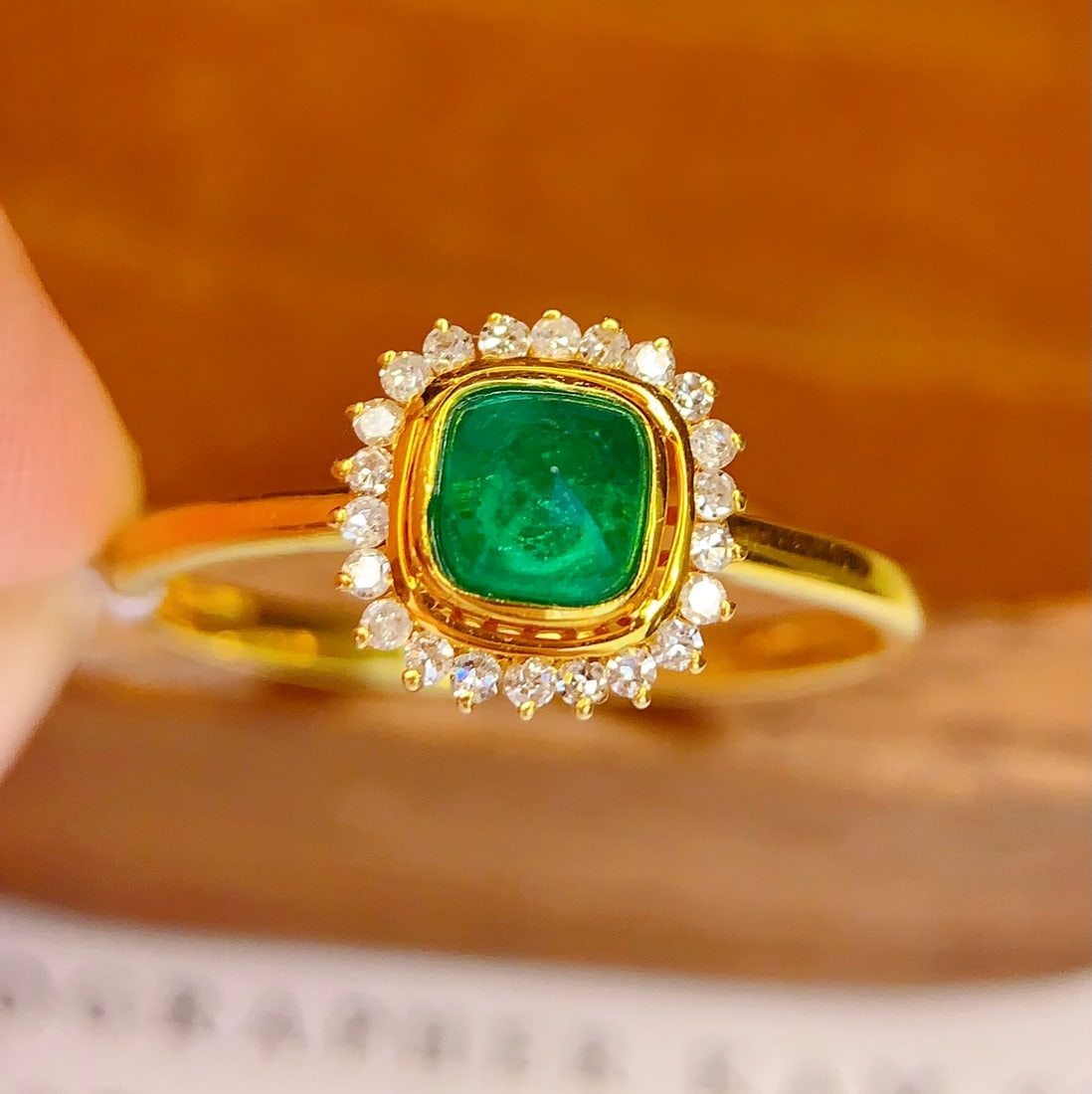 18K gold emerald ring - 5