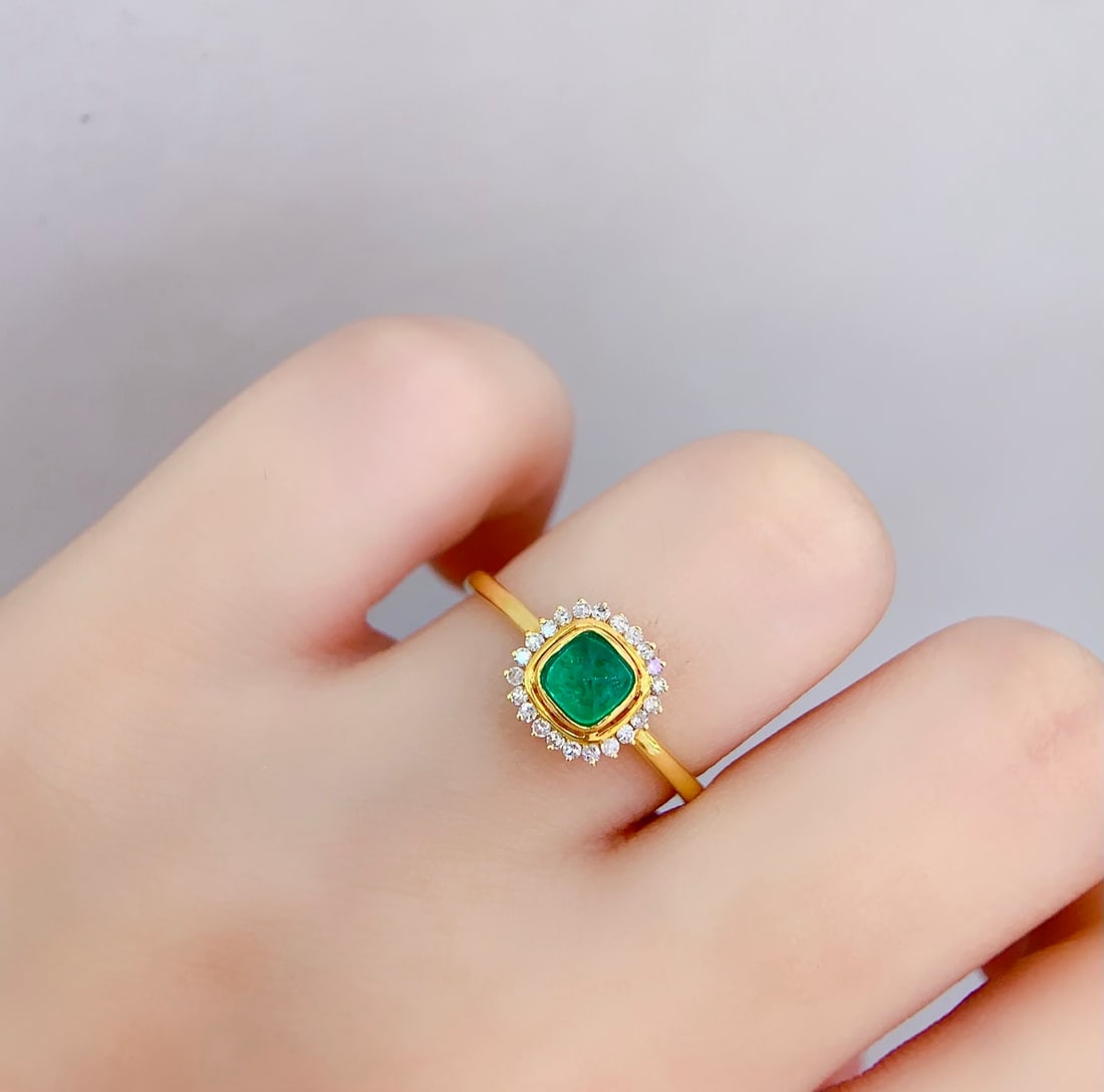18K gold emerald ring - 6