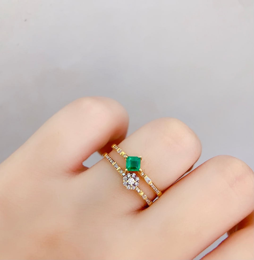 18K gold emerald ring - 6