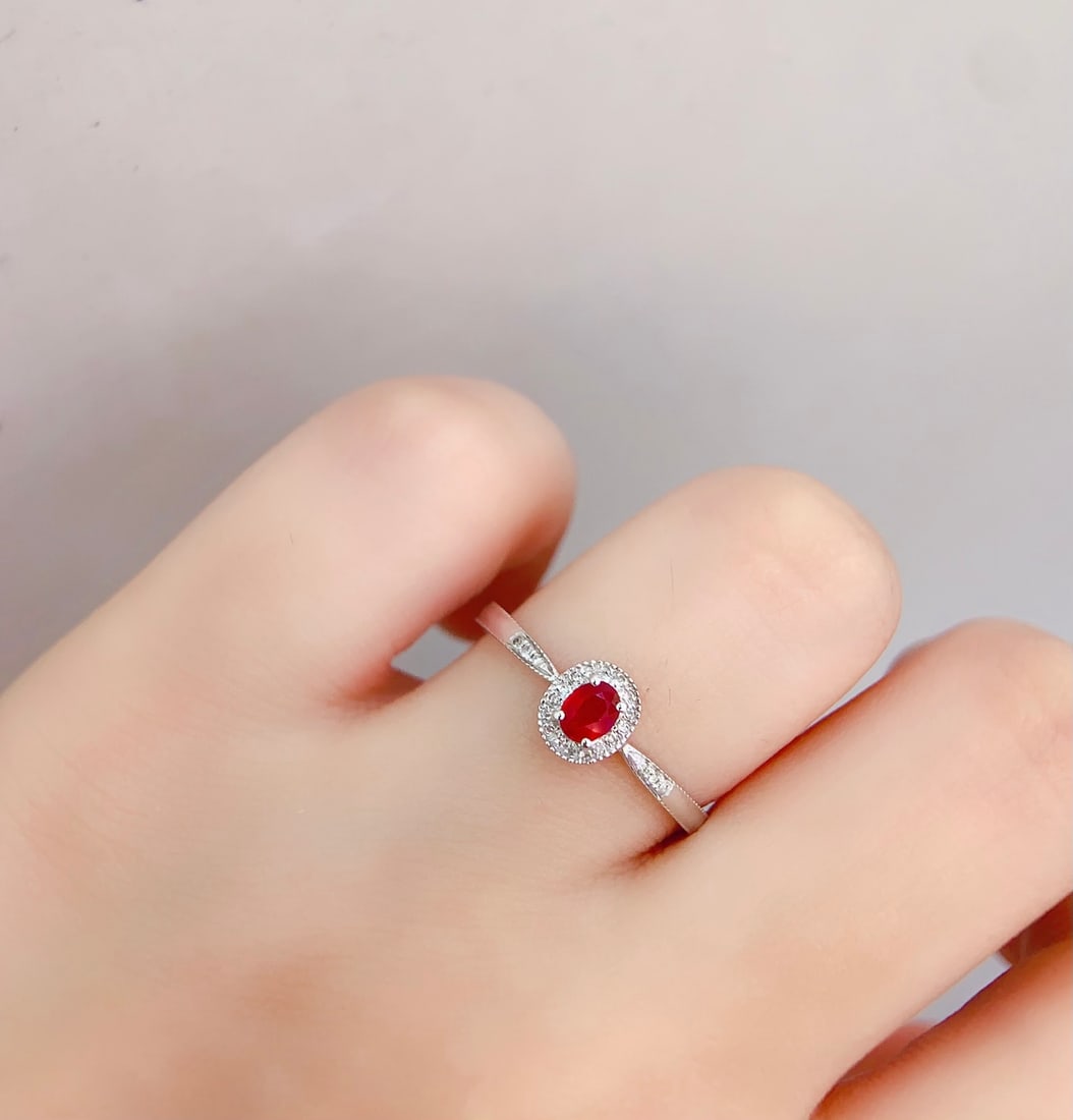 18K Gold Natural Ruby Ring - 6