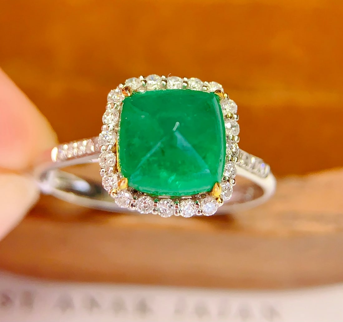 18K gold emerald ring - 4