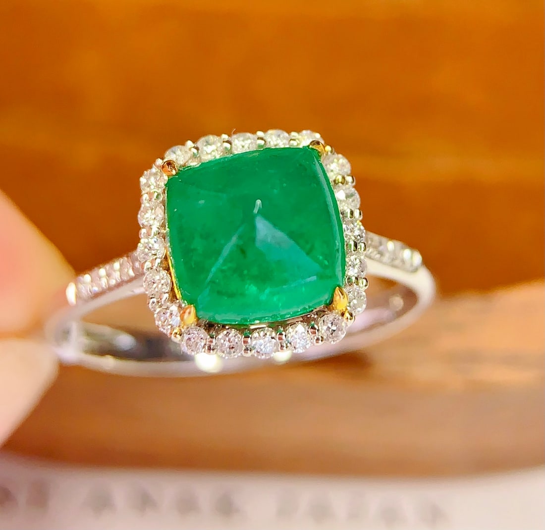 18K gold emerald ring - 5