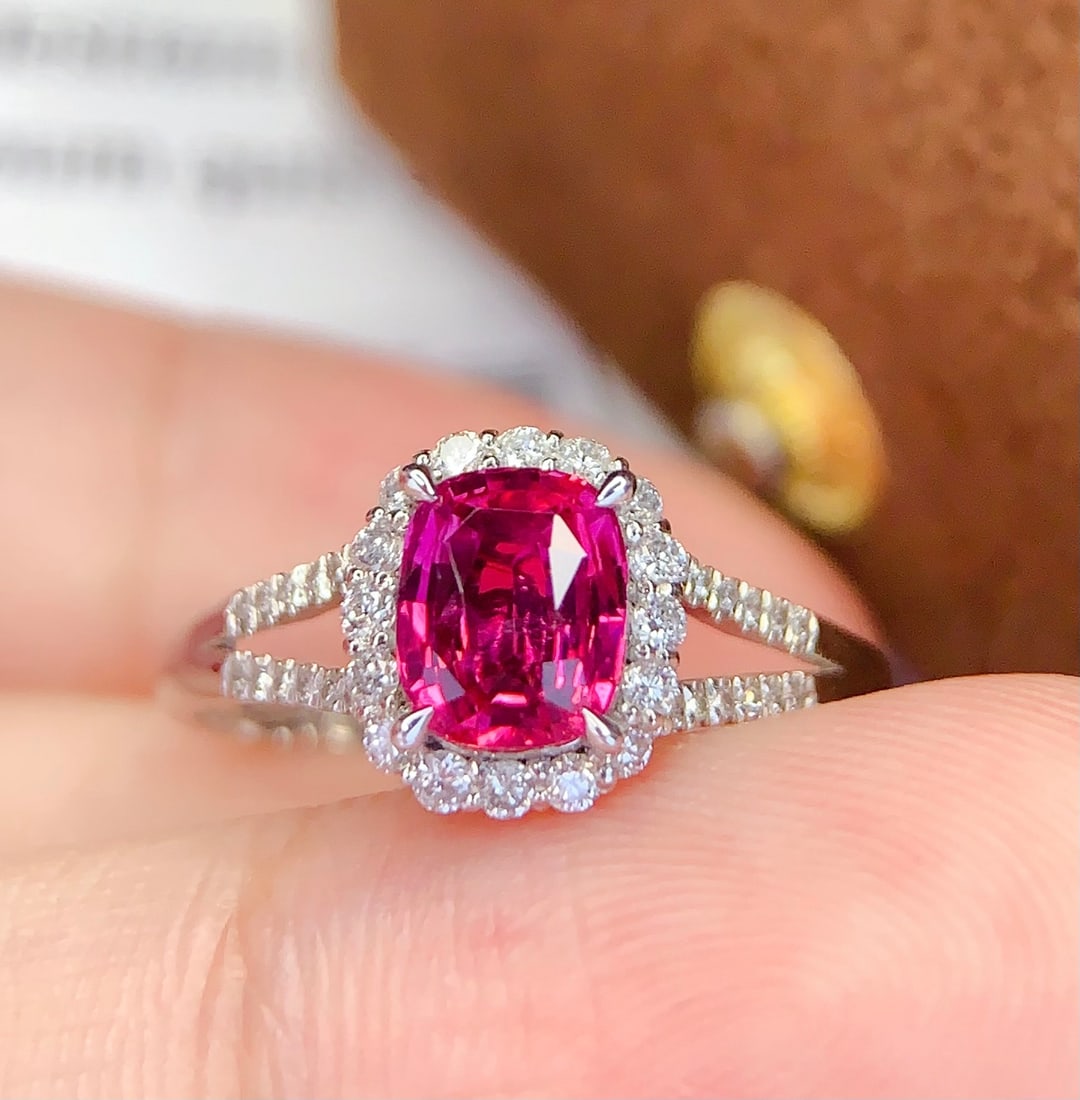 PT950 colored sapphire ring - 5