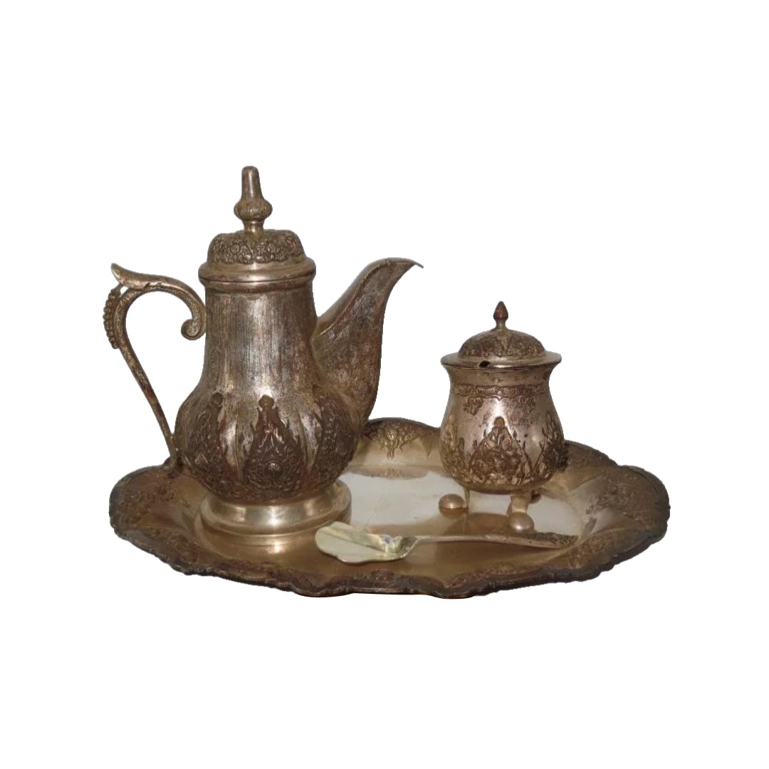 Antique tea set marked with 925 and AD800. (1 of 16)