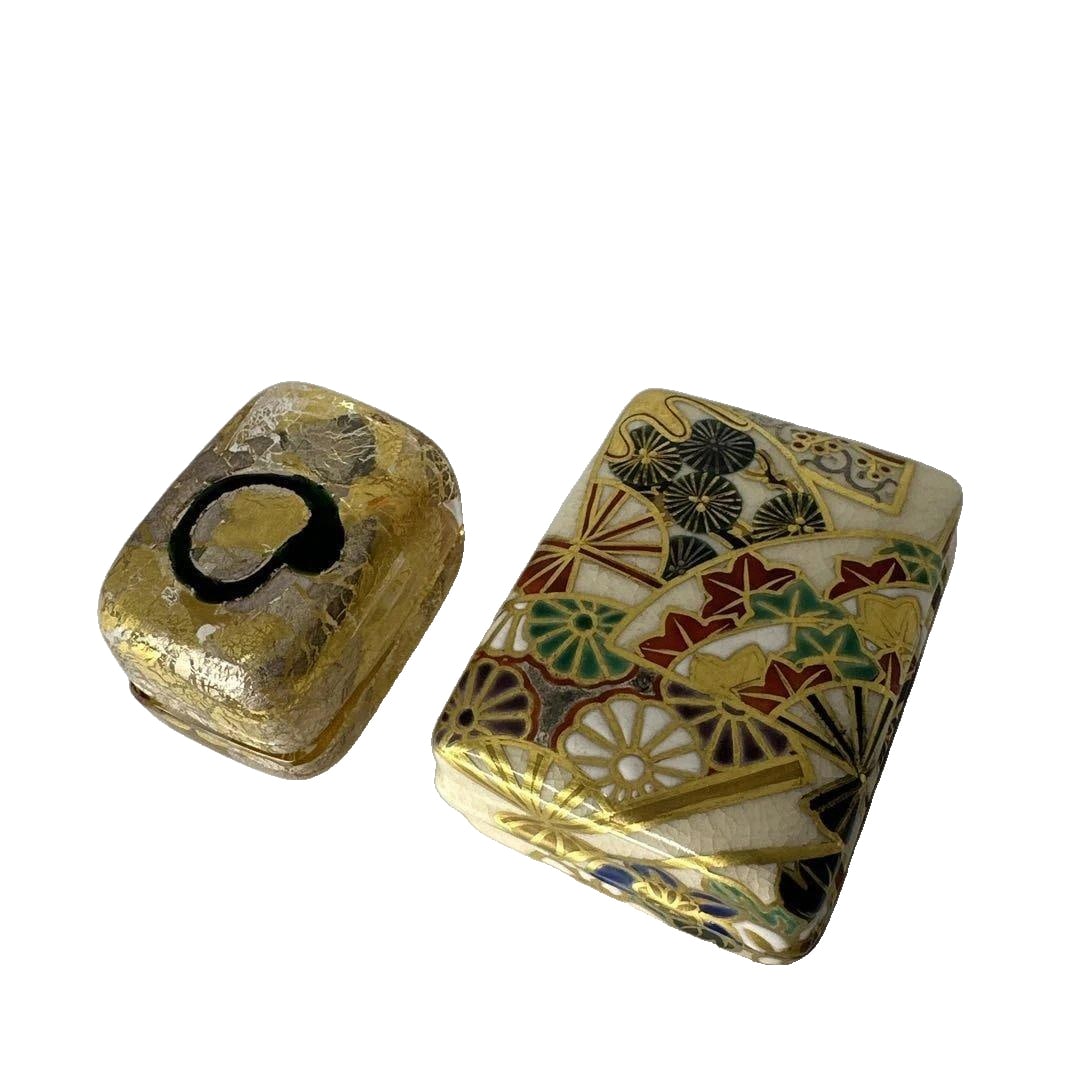 Tea ceremony utensils, Tachi-zan style, gilded decoration, Kyoto ware, ceramics by Miyakawa Koun, (1 of 20)