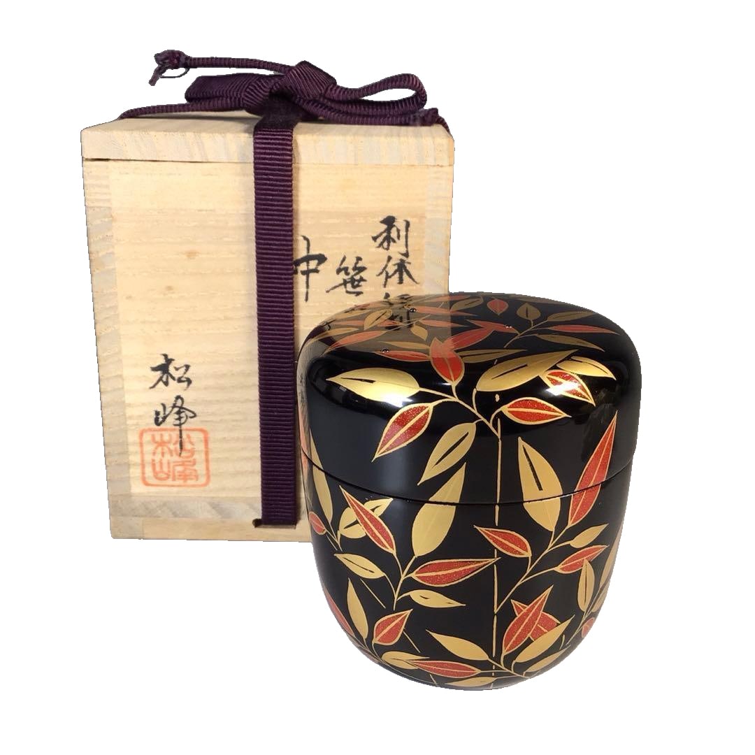 Natsume (tea caddy) “Decorated by the artist Matsumine Nakatsu” with original box, tea (1 of 17)