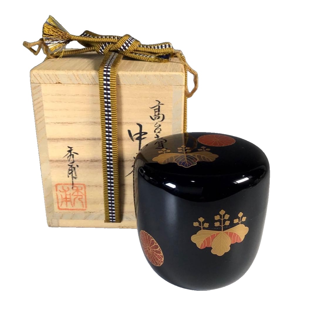 Natsume (tea caddy) “Made by Nakagawa Shuho” “Black lacquer finish” “ (1 of 16)