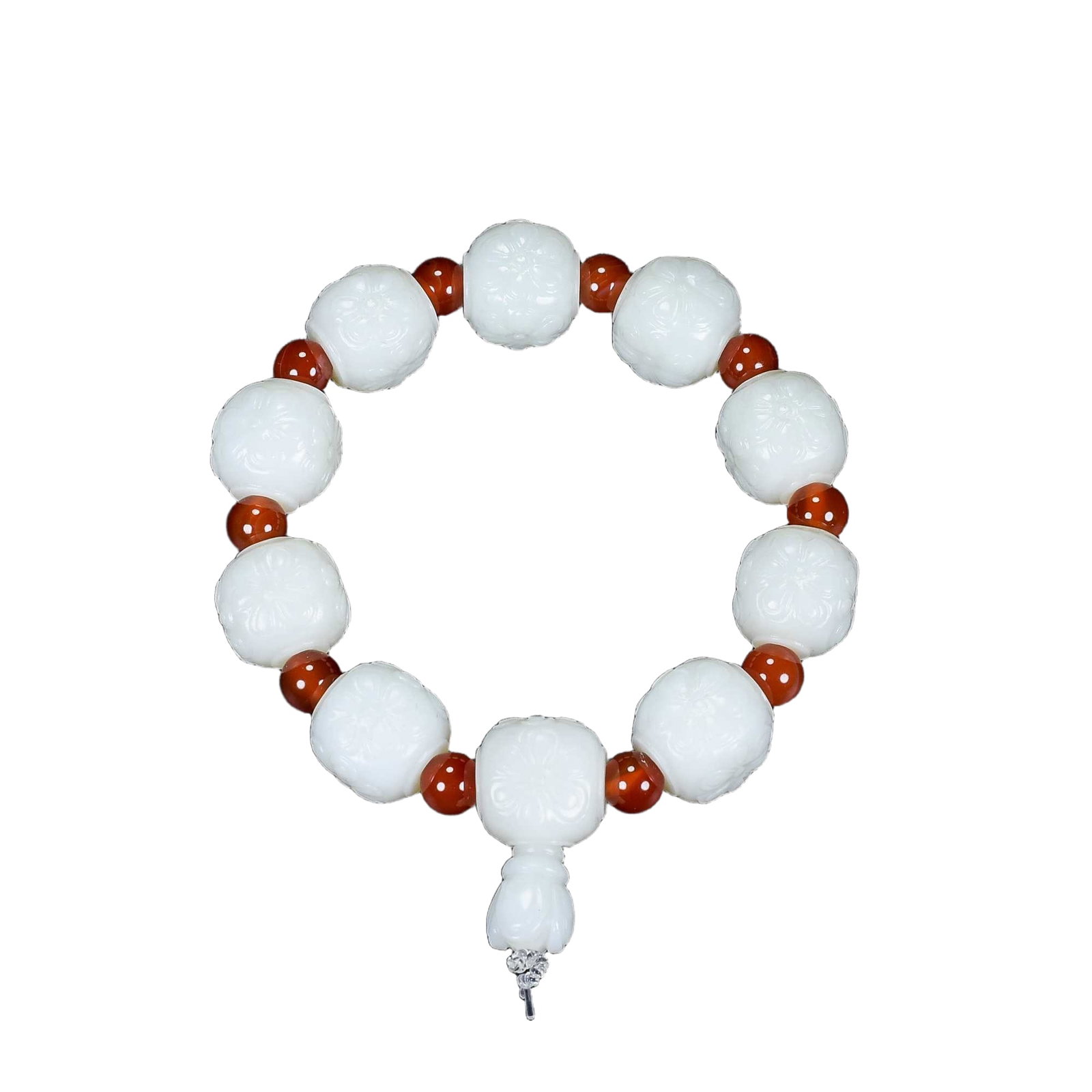Hetian white jade bracelet: Hetian white jade bracelet, with delicate and smooth jade quality, old-fashioned patina, and detailed as shown in the picture. Dimensions: length 1.7 cm, width 1.7 cm, weight 90.3 grams.