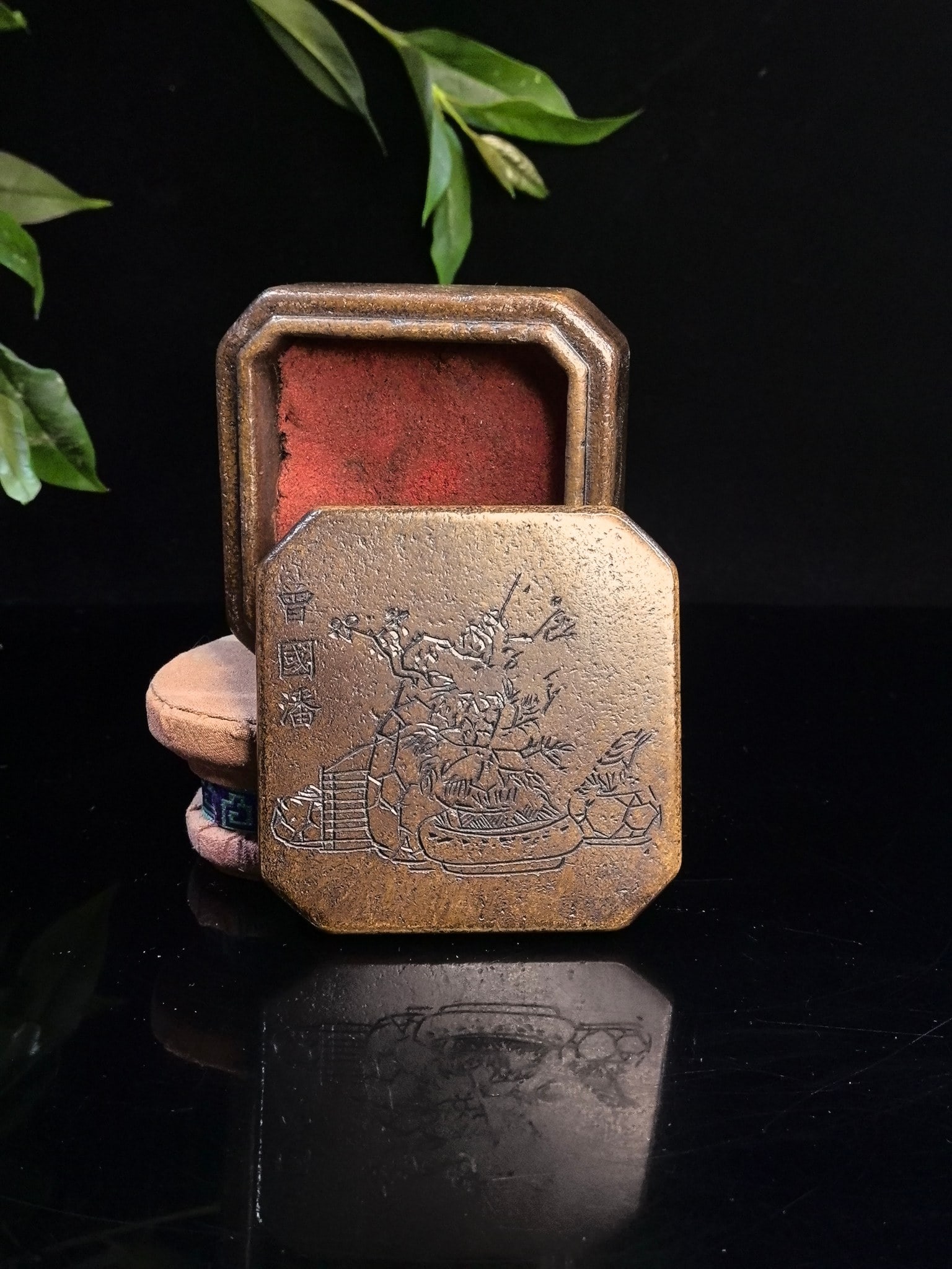 Shoushan stone hexagonal inkstone box - 5