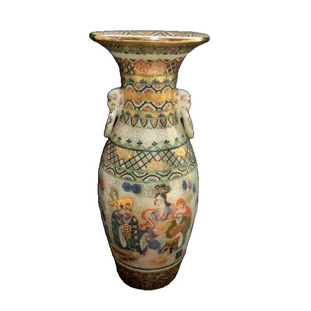 Satsuma ware vase with Seven Lucky Gods decoration and gold leaf (Edo period, late) (1 of 10)