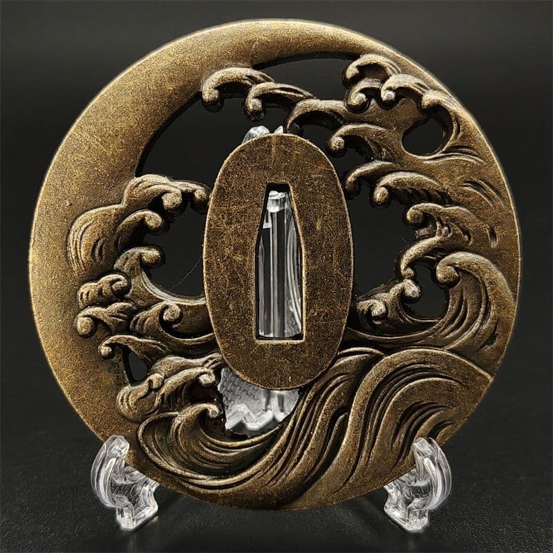 Wave-patterned tsuba, alloy material - 2