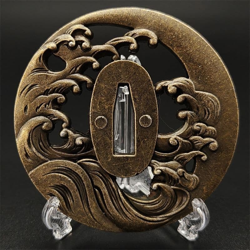 Wave-patterned tsuba, alloy material - 4