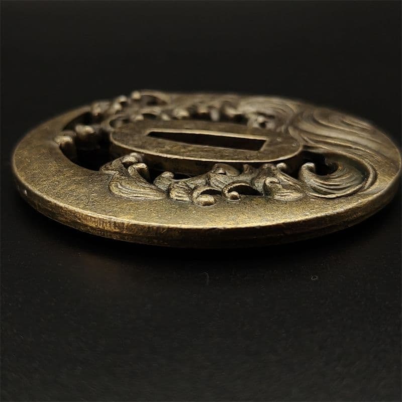 Wave-patterned tsuba, alloy material - 6