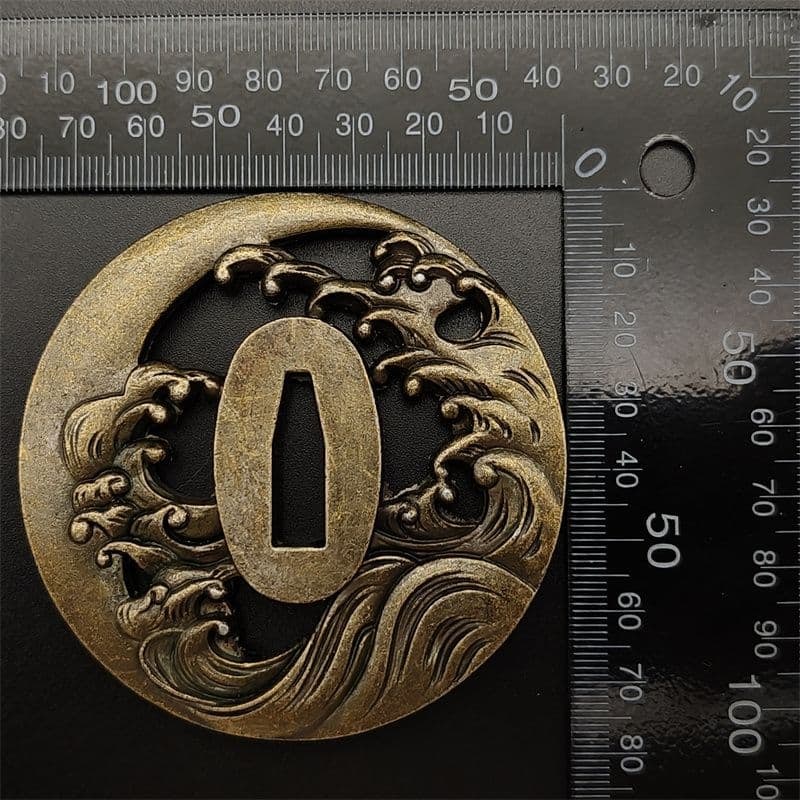 Wave-patterned tsuba, alloy material - 7