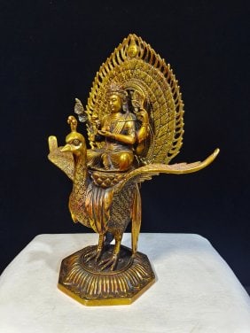 Gilt copper peacock king - 6