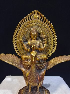 Gilt copper peacock king - 7
