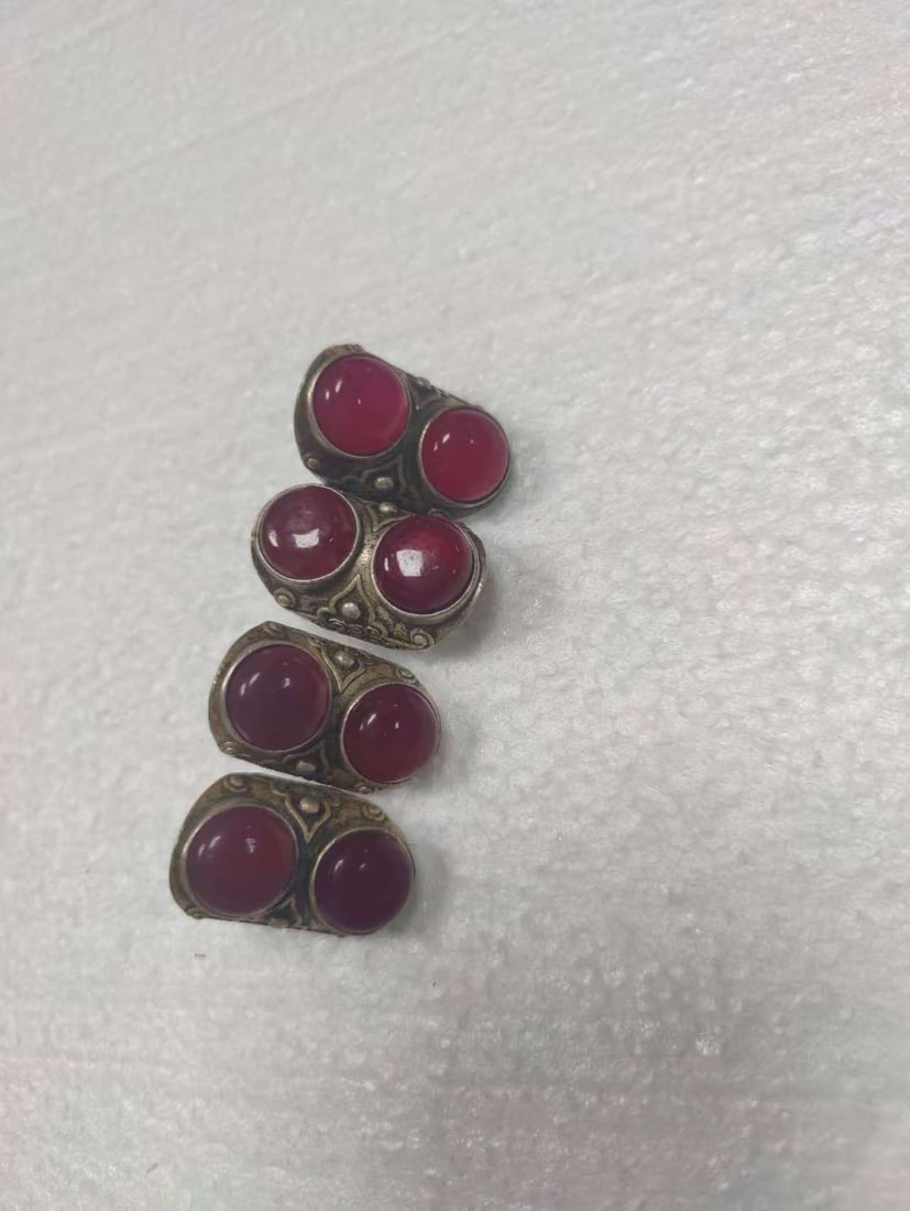 4 Ruby Inlaid Loose Rings - 3
