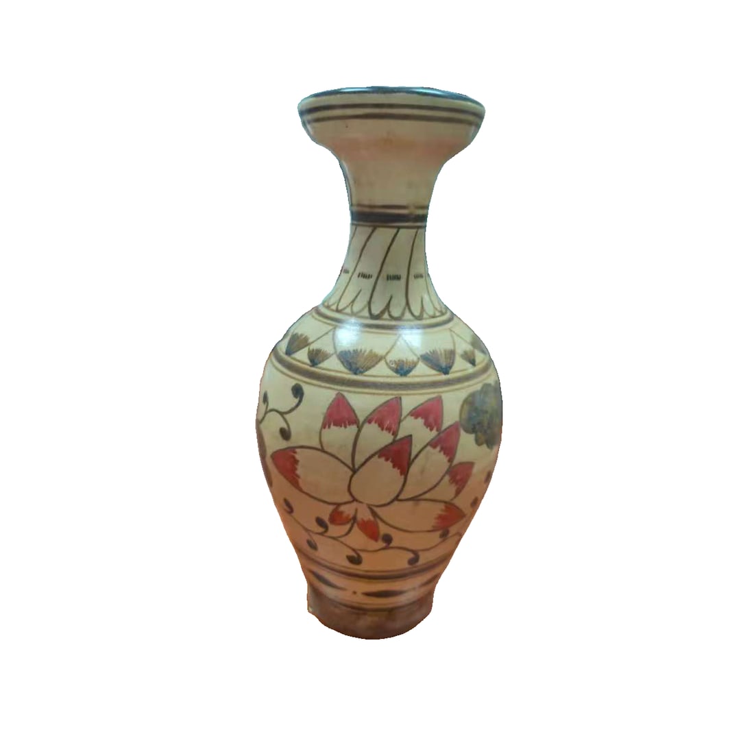 Ceramic vase with lotus decoration: Ceramic vase with lotus decoration 26.5x13 cm